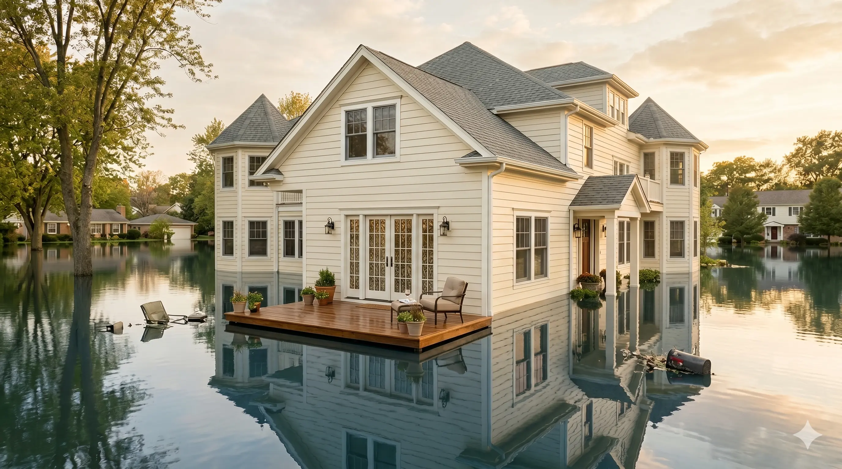 Flooded property with dock